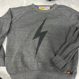 Aviator nation gray bolt crew neck sweatshirt